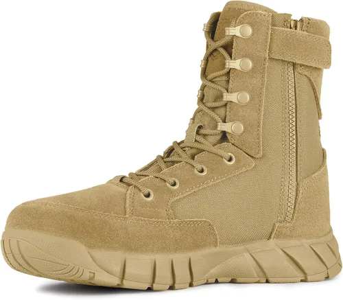 Miniatura 7 de FREE SOLDIER - Botas tácticas para hombre, botas de combate ligeras de 8 pulgadas, botas de trabajo militar de cuero de ante duradero, bota