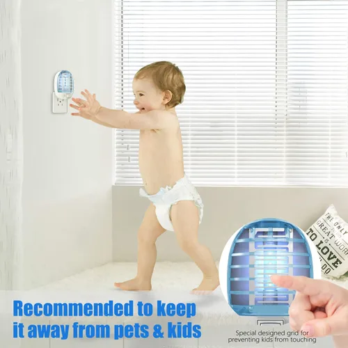 Miniatura 5 de Exterminador de insectos para interiores, trampa para moscas para interiores, mata mosquitos electrónico con luces azules para sala de estar, hogar
