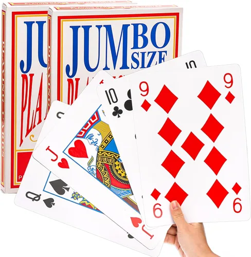 Yopay Paquete de 2 cartas gigantes jumbo, cartas de póquer de gran tamaño para decoración de fiestas temáticas de casino, 8 x 11 pulgadas, gran