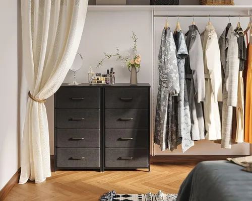 Miniatura 5 de AODK - Cómoda para dormitorio con 4 cajones de almacenamiento, cómoda pequeña de tela con marco de acero resistente, color negro