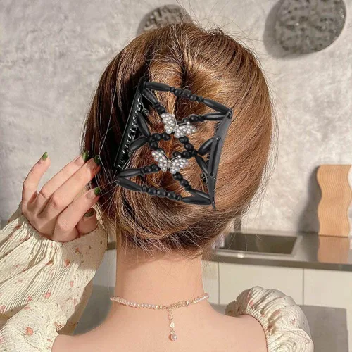 Miniatura 5 de 4 peines mágicos para el cabello, peines elásticos con cuentas de doble cara, clips para hacer moños, accesorios de peinado para mujeres y niñas