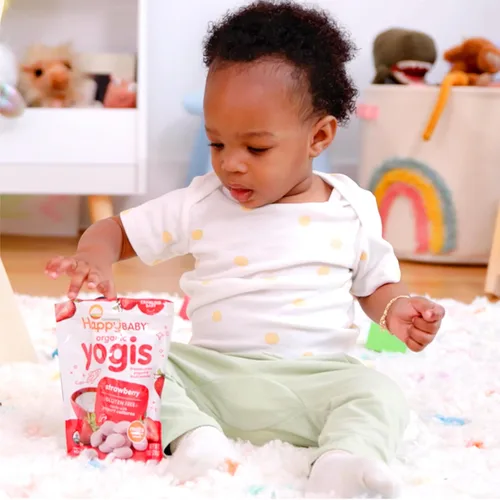 Miniatura 9 de Happy Baby Organics Yogis Snacks liofilizados de yogur y frutas, plátano y mango, bolsa de 1 onza (paquete de 8) el embalaje puede variar