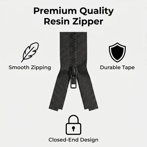 Miniatura 2 de Sawoake 2 cremalleras separadoras #5 de 23 pulgadas para chaquetas de costura, chaqueta con cremallera, cremalleras de plástico moldeado negro