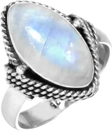 JEWELOPORIUM Anillo hecho a mano de plata de ley 925 para mujer 8x16 Marquoise Gemstone Fashion Jewelry para regalo (99093_R)