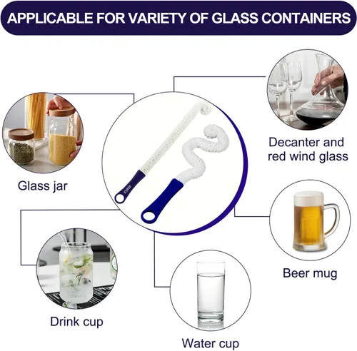 Miniatura 5 de KUWAN Cepillo de limpieza de botellas multifunción para el hogar, estropajo flexible para botellas para algunos decantadores, copas, vasos