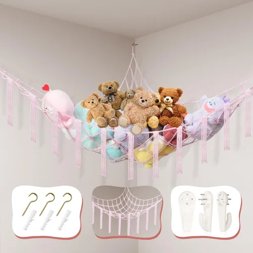 Miniatura 9 de Hamaca esquinera de animales de peluche, red para animales de peluche, esquina grande, organizador de almacenamiento de animales de peluche