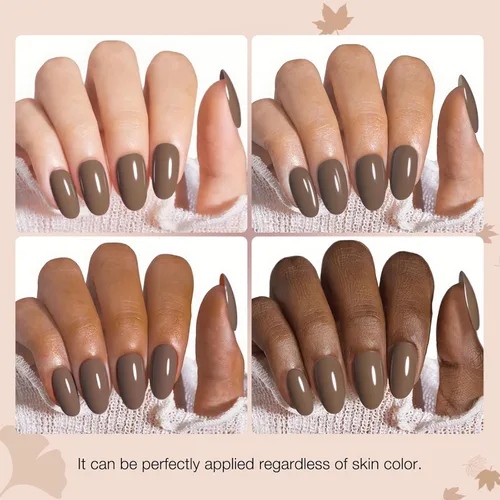 Miniatura 4 de AZUREBEAUTY Juego de esmaltes de uñas de 4 colores nude morado con brillantina, esmalte de uñas natural de secado rápido, esmalte de uñas con capa