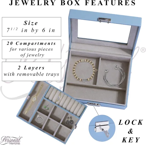 Miniatura 2 de My Personal Memories Joyero personalizado, bandeja y organizador con parte superior de cristal, accesorios personalizados y grabados, regalo