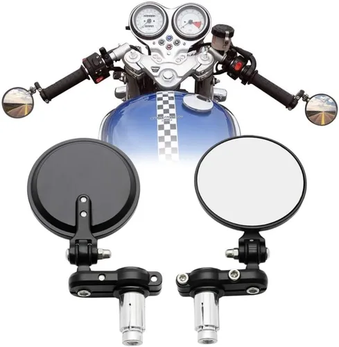 2 espejos laterales universales plegables redondos para manillar de motocicleta, retrovisores laterales universales plegables de 3 pulgadas para