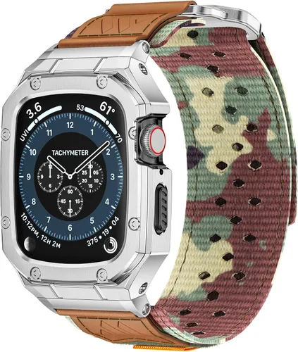 Miniatura 15 de BAITEYOU Correa de acero inoxidable con estuche compatible con Apple Watch Ultra 3 2 1 de 49 mm, correa resistente con cubierta protectora de metal