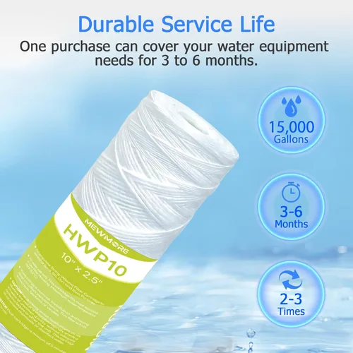 Miniatura 6 de Cartucho de filtro de agua de 10 micrones para toda la casa, filtros de sedimentos para heridas de cuerda para agua de pozo, reemplazo universal