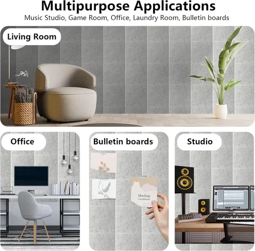 Miniatura 3 de Paneles Acústicos de Pared - Paneles con Cancelación de Ruido para Estudio en Casa y Oficina - Insonorización de Calidad - Paneles de Espuma Gris