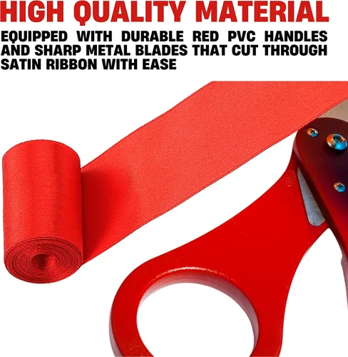 Miniatura 4 de Kit de ceremonia de corte de cinta roja, tijeras gigantes de 25 pulgadas para eventos especiales, tijeras grandes ceremoniales con cinta roja