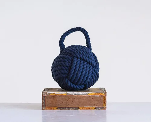 Miniatura 8 de Tope de puerta de algodón con nudo de cuerda azul Azul marino
