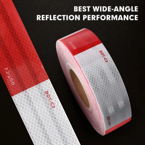 Miniatura 5 de WAENLIR Cinta de Seguridad Reflectante de 2 pulgadas x 160 pies DOT-C2 Impermeable Roja y Blanca Cinta Adhesiva de Conspicuidad para Remolque