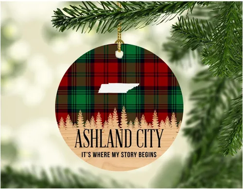 Christmas Decorations Ornaments 2025 Ashland City Tennessee It's Where My Story Begin Xmas Present Funny Gift for Family New Home Gift Xmas Tree