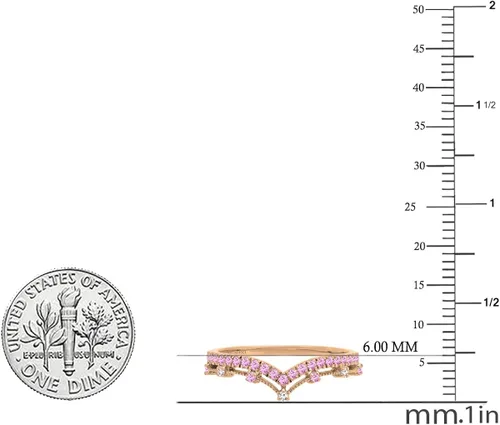 Miniatura 3 de Dazzlingrock Collection Round Gemstone & White Diamond Chevron Wedding Band for Her, Avaialble in 10K14K18K Gold