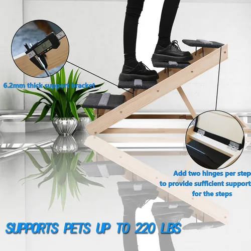 Miniatura 5 de Escalera para perros 2 en 1, escaleras plegables para mascotas, rampa portátil para perros pequeños y grandes con superficie antideslizante, rampa