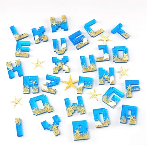 Miniatura 6 de 2 moldes de resina para llavero del alfabeto, molde epoxi de letras de píxeles, molde de silicona de joyería para colgantes de resina DIY