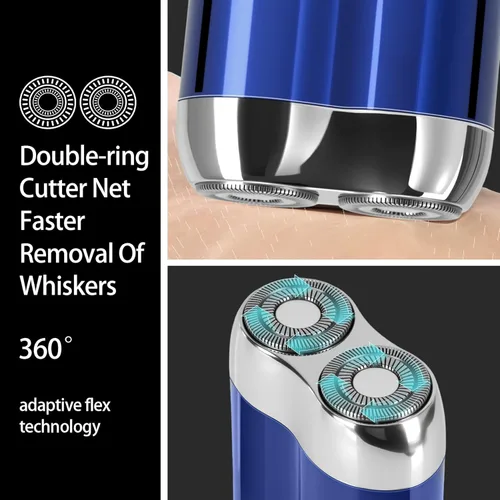 Miniatura 4 de Nueva mini afeitadora eléctrica para hombres, afeitadora de doble cabeza de bolsillo, afeitadora portátil para hombres, afeitadora eléctrica Azul