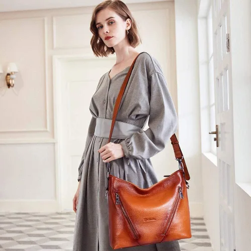 Miniatura 2 de BOSTANTEN Bolso de mano de cuero para mujer, bolso de mano grande de diseño tipo hobo y cartera de cuero para mujer, con bloqueo RFID, pequeño