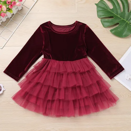 Miniatura 171 de IDOPIP Vestido tutú de terciopelo para niñas pequeñas, vestido de manga larga para princesa, Navidad, cumpleaños, fiesta, boda, vestidos de otoño e