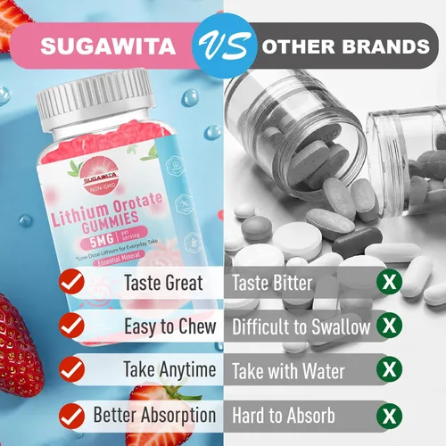 Miniatura 5 de Gomitas de Orotate de litio de 5 mg Suplemento de litio masticable biodisponible alimentado por plantas Apoyo para el equilibrio diario
