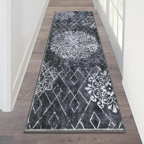Miniatura 136 de HEBE Alfombra Pasillo 2'x10' Lavable Vintage Desgastada Alfombras de Área Antideslizante Alfombra de Lavandería Boho Alfombras de Piso para Pasillos
