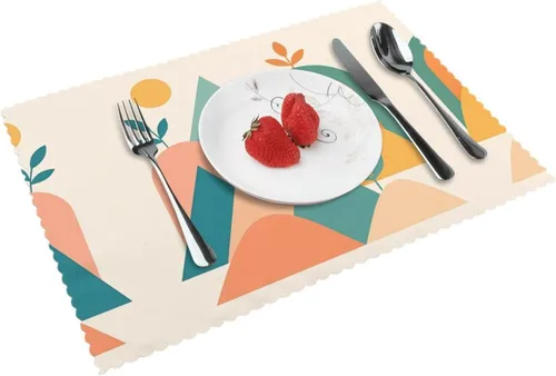 Miniatura 9 de Rectangular Placemats Set of 4, Heat Resistant Dusk Carnation Printed Kitchen Dining Table Mats