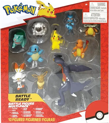Miniatura 2 de Pokèmon Battle Figures-10-Pack - Pikachu, Squirtle, Bulbasaur, Charmander, Eevee, Cubone, Riolu, Wooloo, Scorbunny, Garchomp