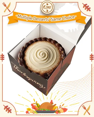 Miniatura 4 de qiqee Caja de pastel de Acción de Gracias de 6 x 6 x 5 pulgadas, 18 juegos de cajas de pastel de Acción de Gracias con ventana y 18 juegos de tablas