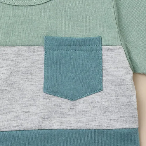 Miniatura 5 de Ropa para bebé niño pequeño, trajes de verano de manga corta, camiseta de retazos y pantalón con bolsillo, conjunto de 2 piezas, 12 meses a 4 años