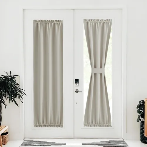 Miniatura 310 de NICETOWN Cortinas opacas unicolor con aislamiento térmico para puerta francesa, granja, oscurecimiento de habitación, puertas y ventanas de Marrón