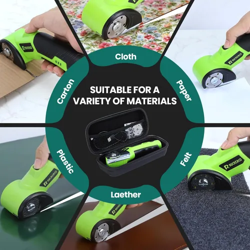 Miniatura 7 de Tijeras eléctricas inalámbricas con caja de corte 2 cuchillas rotativas – Cortador de cartón recargable de 4V, caja de almacenamiento y tijera
