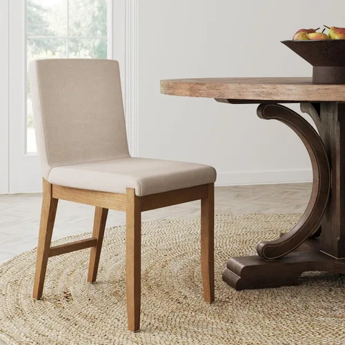 Miniatura 12 de Nathan James Gracie - Silla de comedor moderna, silla de comedor tapizada, lino natural/marrón claro, juego de 4 Lino marrón claro cepillado