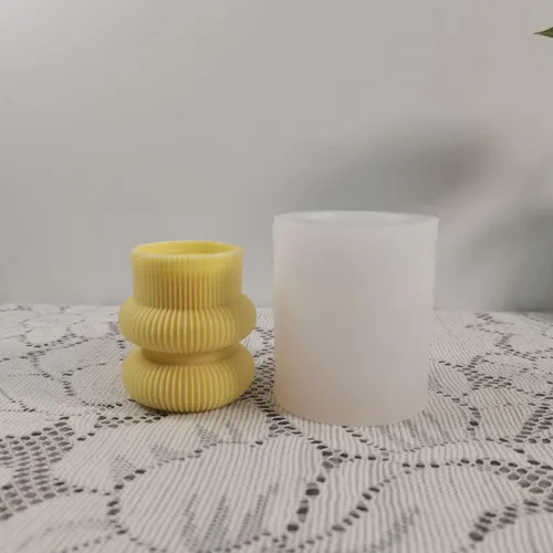 Miniatura 6 de Molde de silicona para velas a rayas de barril Molde de jabón para velas de pilar geométrico, molde de fondant, molde para hornear pastel