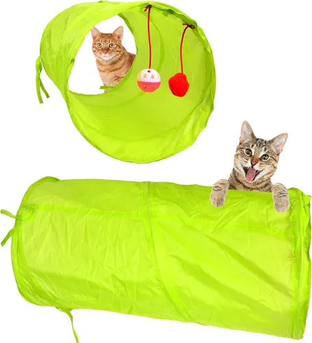 Miniatura 2 de Youngever 24 juguetes para gatos juguetes surtidos, túnel de 2 vías, plumas para gatos – juguete interactivo de plumas esponjoso ratón, pelotas