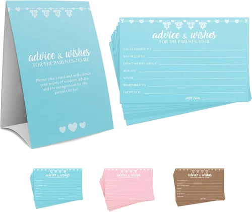 Miniatura 10 de Party Hearty Juegos de Baby Shower para Niño, 50 pcs Juego de Predicciones y Consejos, Tarjetas de Actividades Divertidas, Ideas de Baby Shower