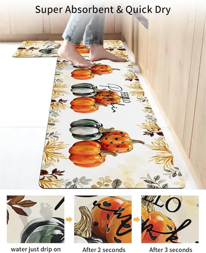 Miniatura 4 de Tapete de baño de Acción de Gracias para bañera, antideslizante, de secado rápido y absorbente, de tierra de diatomeas, tapete lavable para cocina
