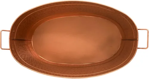 Miniatura 3 de Achla Designs Bañera galvanizada chapada en cobre martillado ovalado