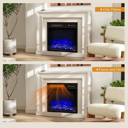 Miniatura 8 de Tangkula Inserto de chimenea eléctrica de 18 pulgadas, con control remoto, colores de llama ajustables y brillo, protección contra