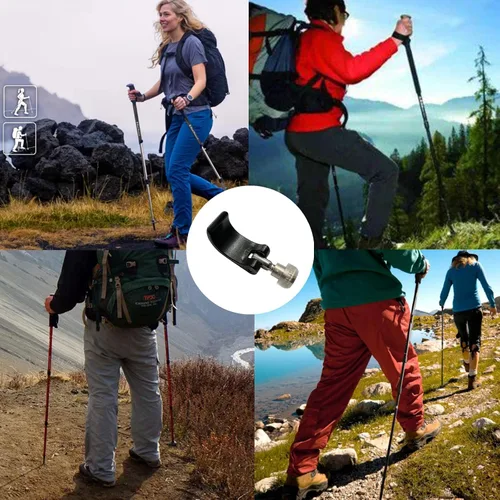 Miniatura 5 de Paquete de 2 manijas de bloqueo para bastón de caminar, poste de escalada, bloqueo externo, clips de bloqueo para bastón de trekking, pieza