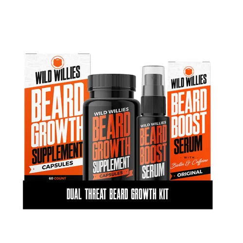 Miniatura 10 de Wild Willies Kit de crecimiento de barba todo en uno, incluye aceite de suero para aumentar la barba y suplemento para el crecimiento, cepillo