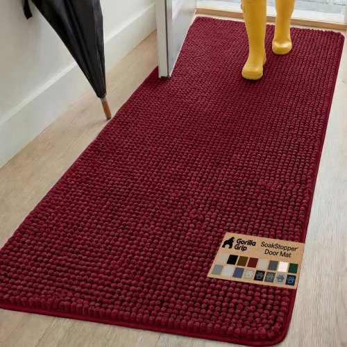 Miniatura 34 de GORILLA GRIP SOAKSTOPPER - Tapete para puerta de perro, 30 x 20 pulgadas, lavable a máquina, absorbente, captura la humedad, barro, suciedad, Negro
