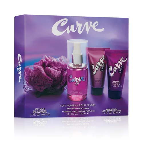 Miniatura 3 de Curve Crush for Women - Juego de fragancias de perfume para mujer, gel de baño y loción, fragancia en niebla y loofa, aroma de día o noche, juego