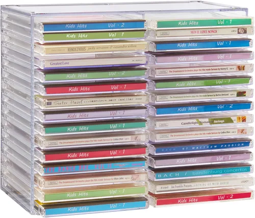 Miniatura 9 de Soporte transparentes, de plástico, para apilar CD, para 30 CDs estándar. Soporte para joyas.