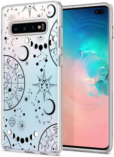 Miniatura 15 de Unov Funda para Galaxy S10, transparente con diseño, ajuste delgado, buen agarre, funda de teléfono en relieve, cubierta protectora a prueba