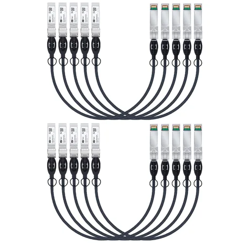 Miniatura 45 de H!Fiber SFP+ Cable 10G SFP+ DAC, 0.8 ft (0.82 pies), cable Twinax de cobre de conexión directa pasiva para Cisco SFP-H10GB-CU0.25M, Ubiquiti UniFi
