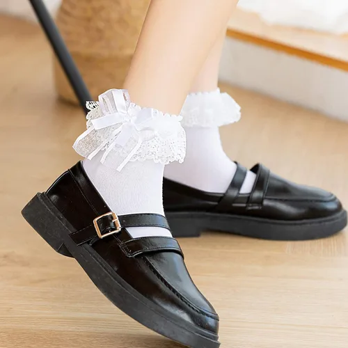Miniatura 4 de SRYL Calcetines de encaje para mujer con volantes cómodos de princesa calcetines de encaje 5-9