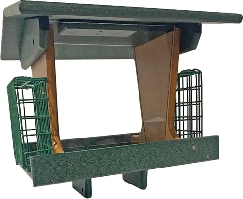 Miniatura 2 de DutchCrafters Poly Deluxe - Comedero para pájaros con dos jaulas de sebo para tartas, comedero de sebo para pájaros silvestres para exteriores